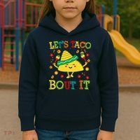 Cute Lets Taco Bout It Funny Mexican Taco Kids Hoodie thumb 3