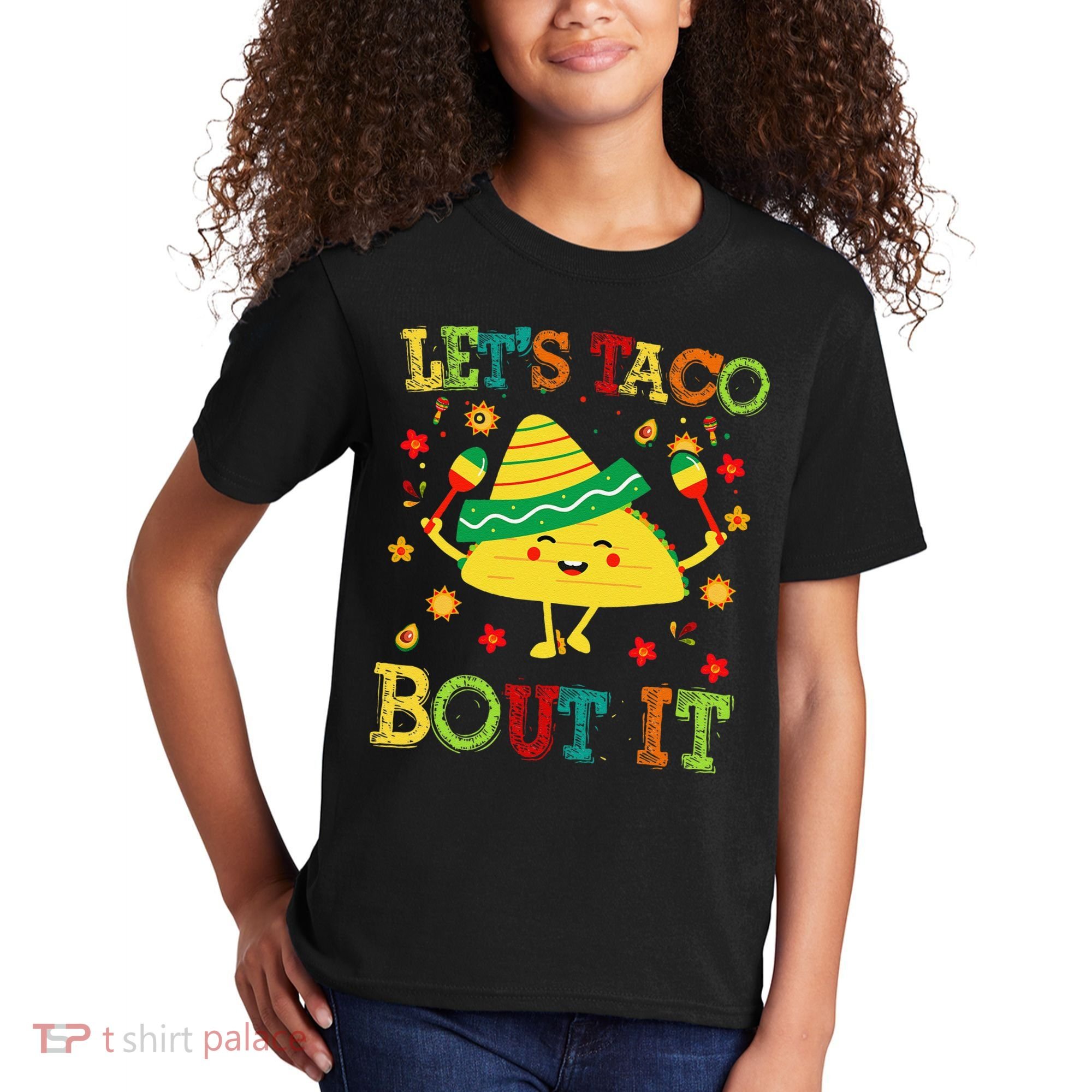 Cute Lets Taco Bout It Funny Mexican Taco Kids T-Shirt