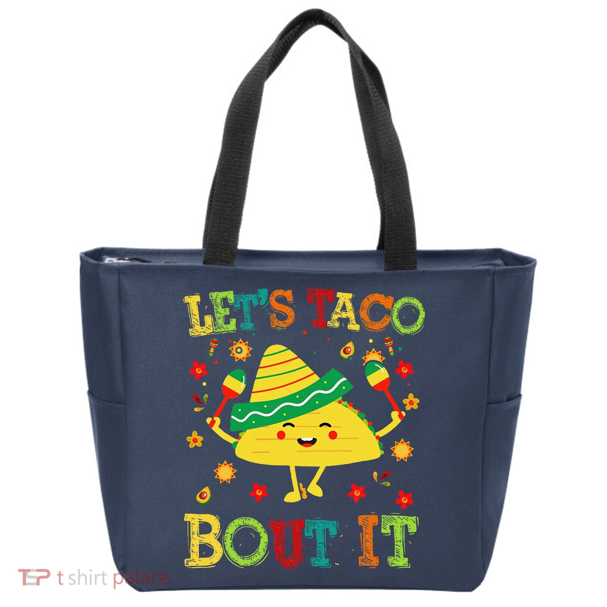 Cute Lets Taco Bout It Funny Mexican Taco Tote Bag