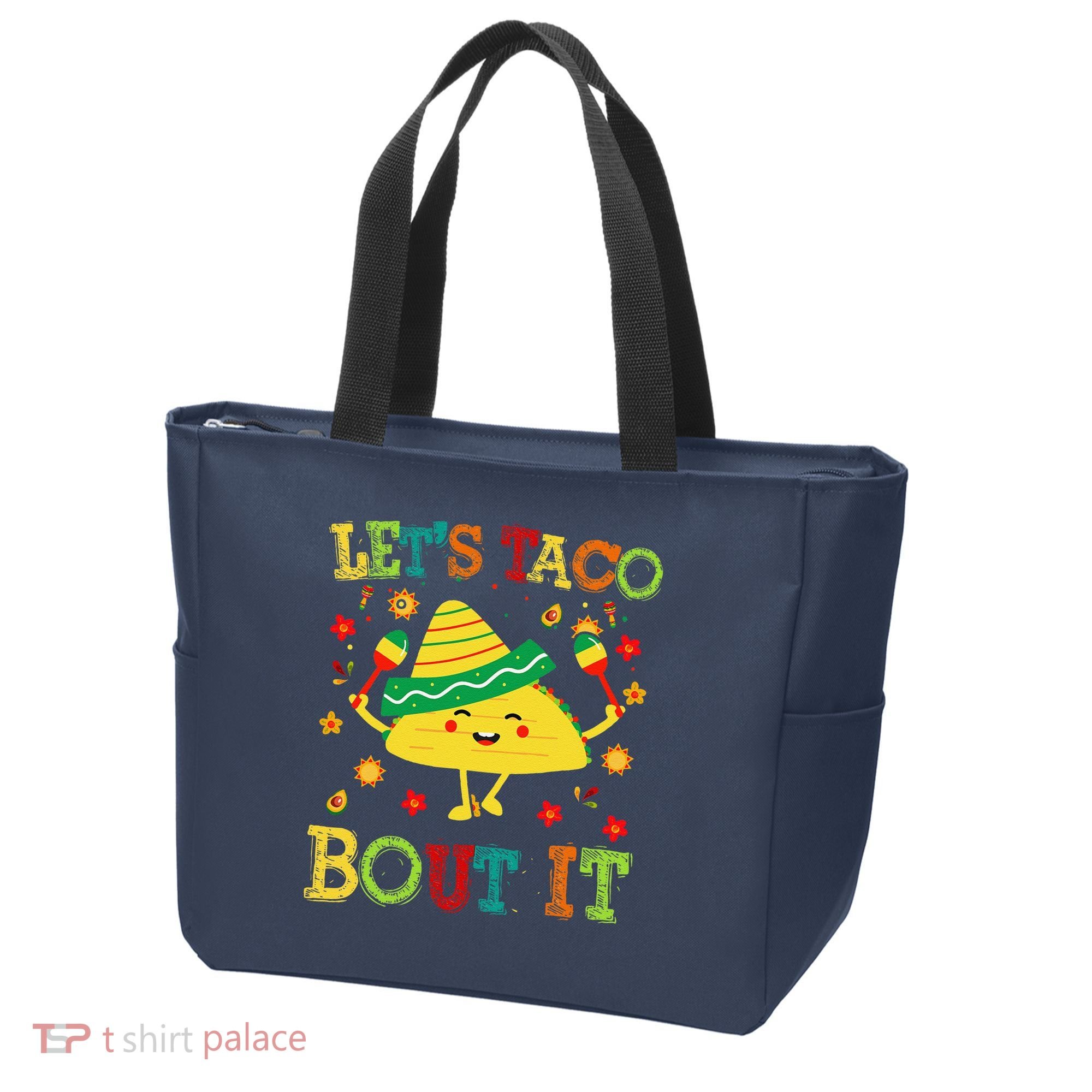 Cute Lets Taco Bout It Funny Mexican Taco Tote Bag