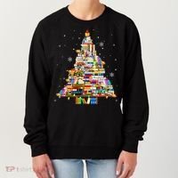 Christmas Library Tree Lights For Librarian And Book Lover Women's Sweatshirt thumb 0
