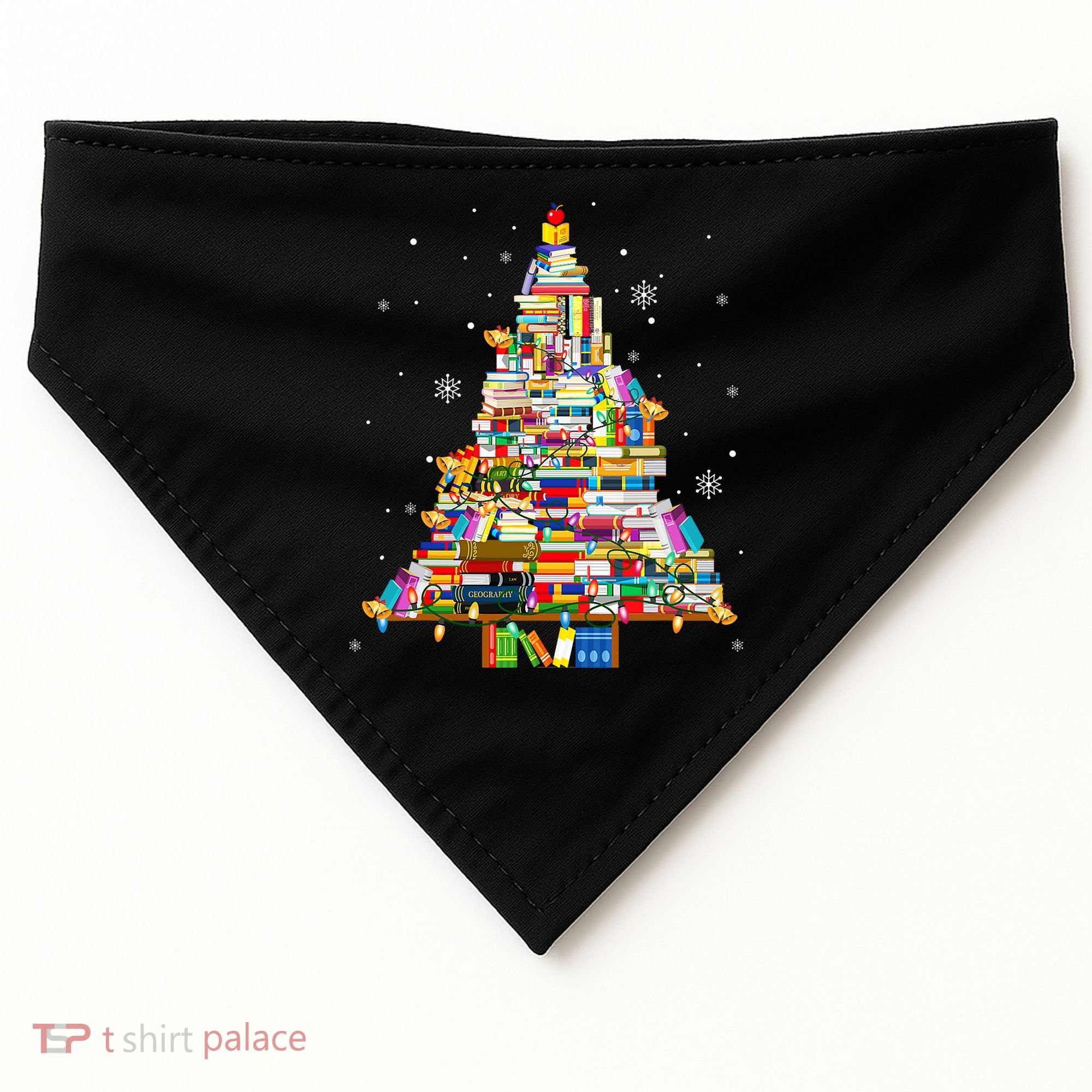 Christmas Library Tree Lights For Librarian And Book Lover USA-Made Doggie Bandana