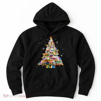Christmas Library Tree Lights For Librarian And Book Lover Hoodie