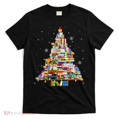 Christmas Library Tree Lights For Librarian And Book Lover T-Shirt