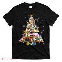 Christmas Library Tree Lights For Librarian And Book Lover T-Shirt thumb 0