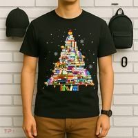 Christmas Library Tree Lights For Librarian And Book Lover T-Shirt thumb 6