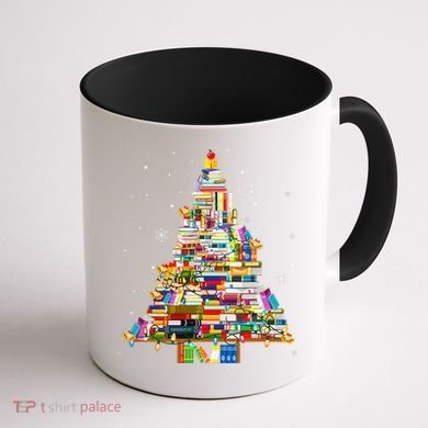 Christmas Library Tree Lights For Librarian And Book Lover Coffee Mug back