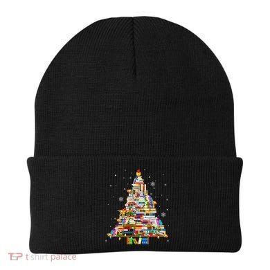 Christmas Library Tree Lights For Librarian And Book Lover Beanie