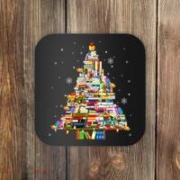 Christmas Library Tree Lights For Librarian And Book Lover Coaster thumb 0