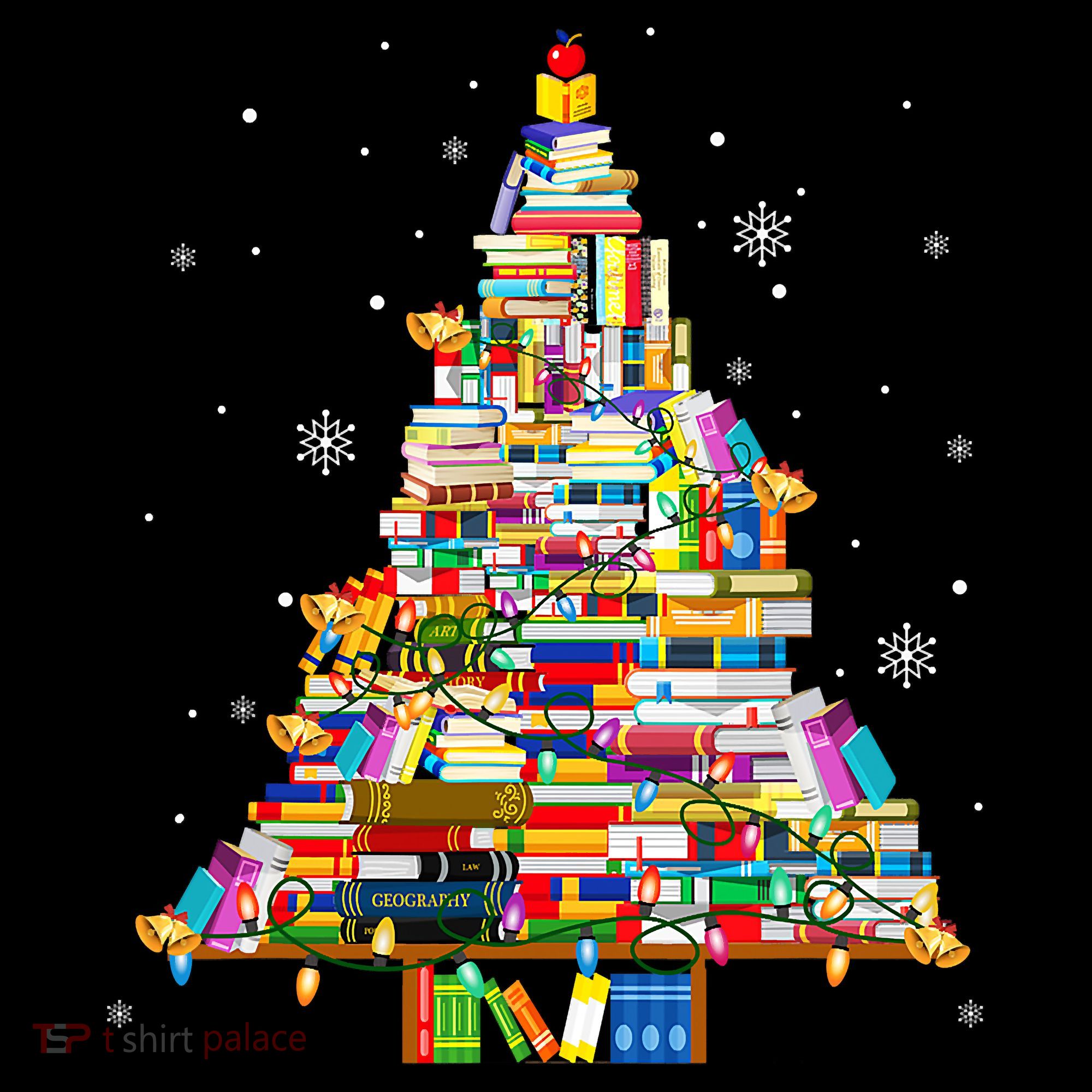 Christmas Library Tree Lights For Librarian And Book Lover Women's Hoodie