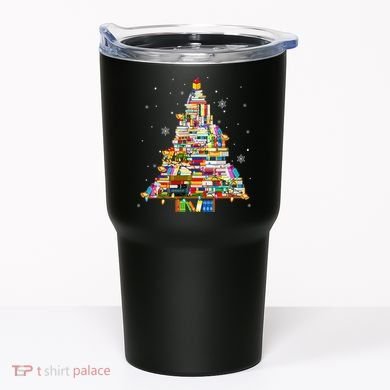 Christmas Library Tree Lights For Librarian And Book Lover Tumbler