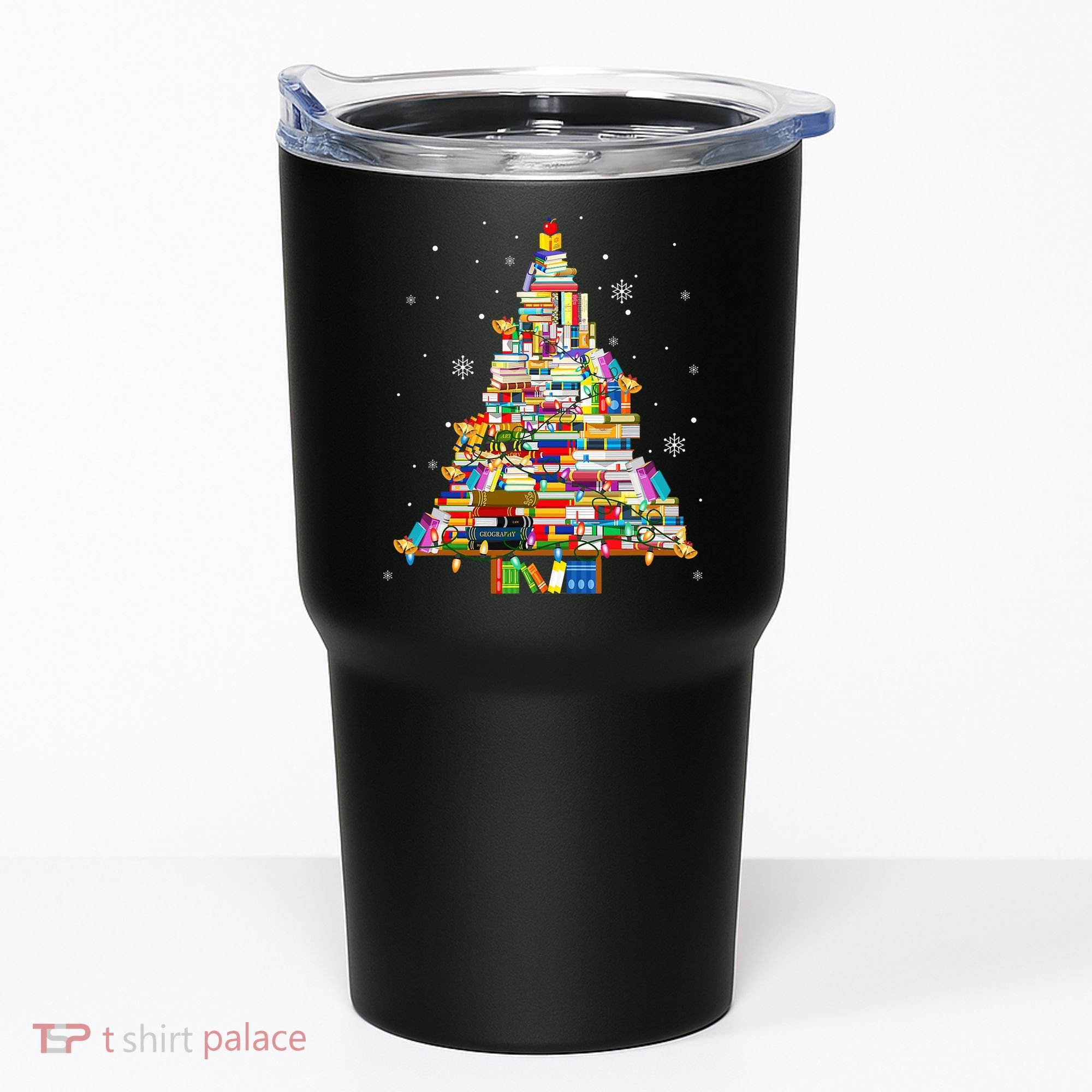 Christmas Library Tree Lights For Librarian And Book Lover Tumbler