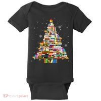 Christmas Library Tree Lights For Librarian And Book Lover Baby Bodysuit thumb 0