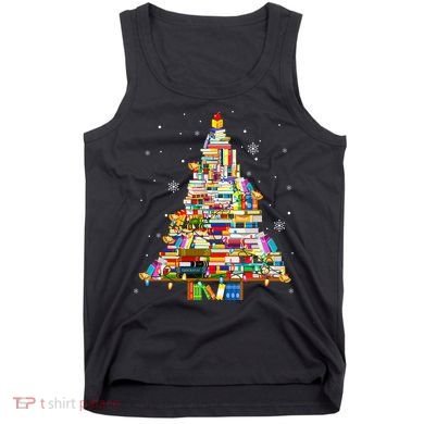Christmas Library Tree Lights For Librarian And Book Lover Tank Top