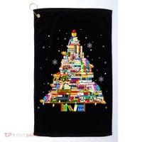 Christmas Library Tree Lights For Librarian And Book Lover Golf Towel thumb 0