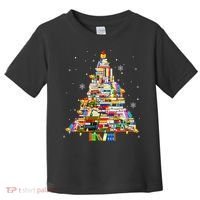 Christmas Library Tree Lights For Librarian And Book Lover Toddler T-Shirt thumb 0
