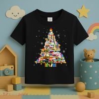 Christmas Library Tree Lights For Librarian And Book Lover Toddler T-Shirt thumb 3