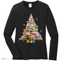 Christmas Library Tree Lights For Librarian And Book Lover Women's Long Sleeve Shirt thumb 0