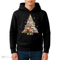 Christmas Library Tree Lights For Librarian And Book Lover Kids Hoodie thumb 4