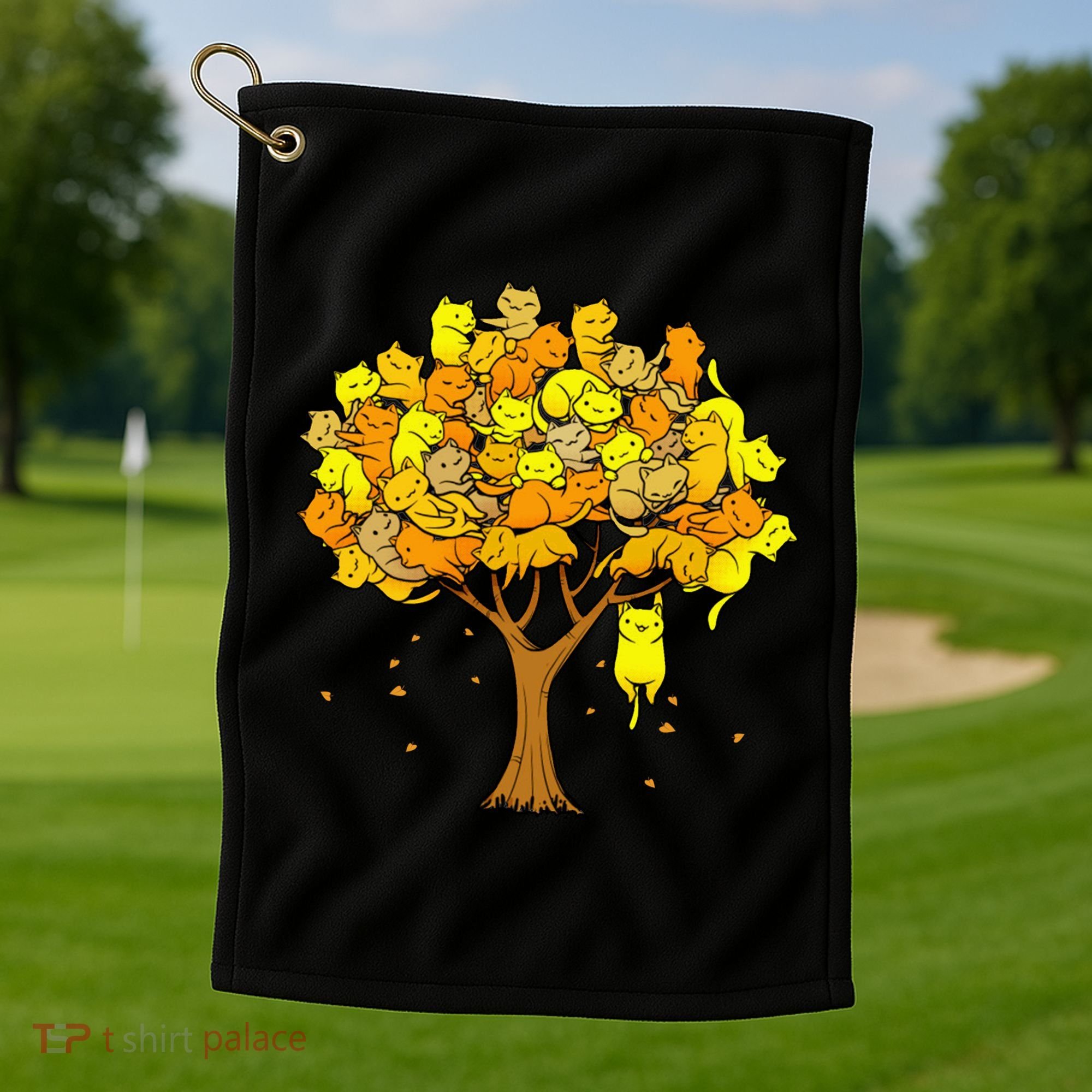 Cat Lover Tree Cute Golf Towel