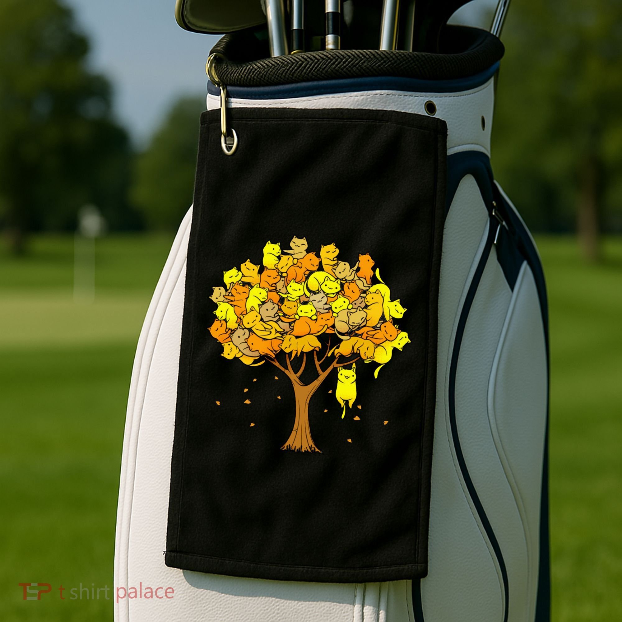 Cat Lover Tree Cute Golf Towel