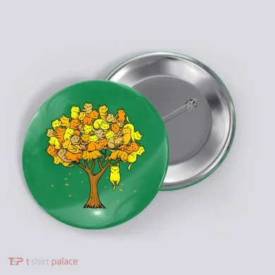 Cat Lover Tree Cute Button