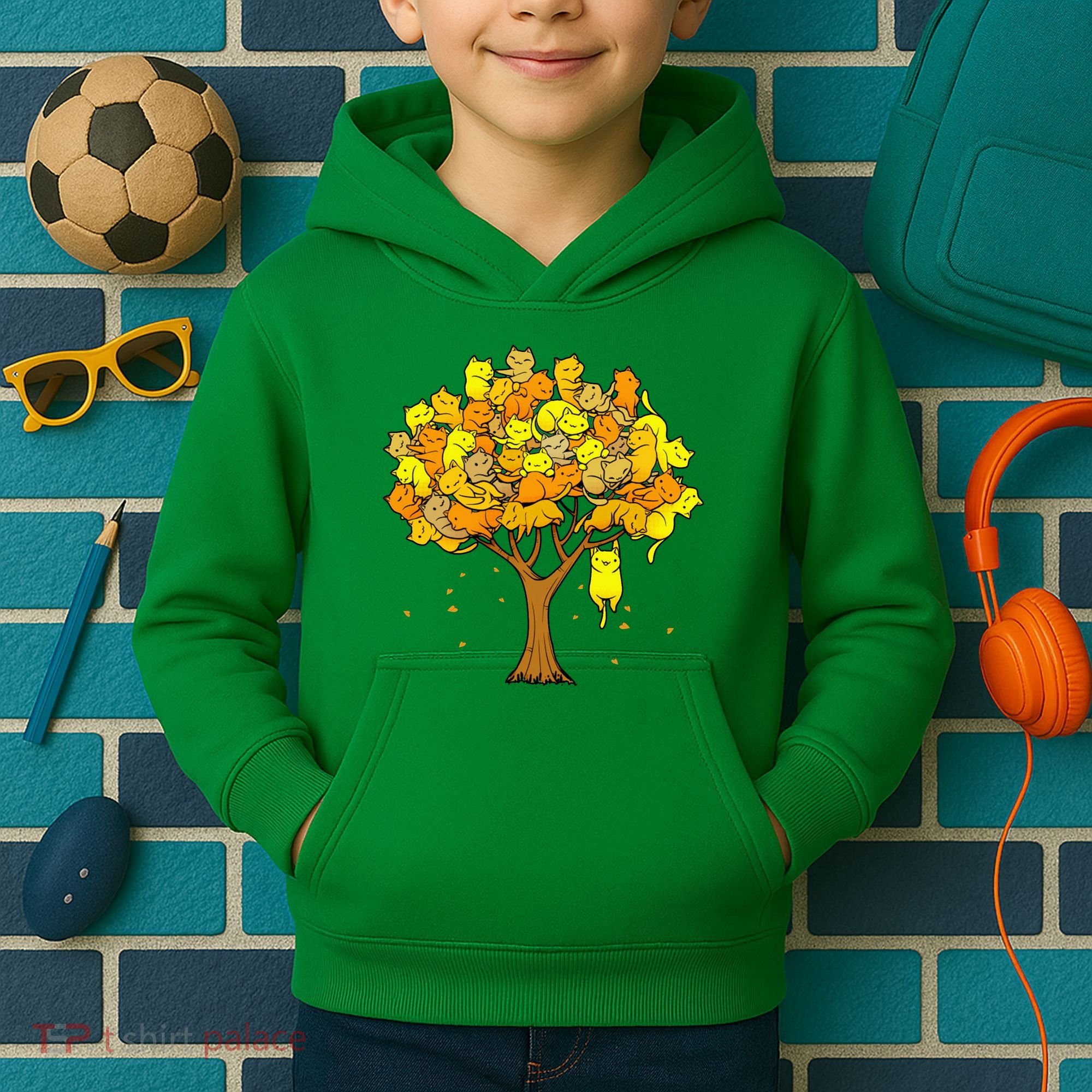 Cat Lover Tree Cute Kids Hoodie