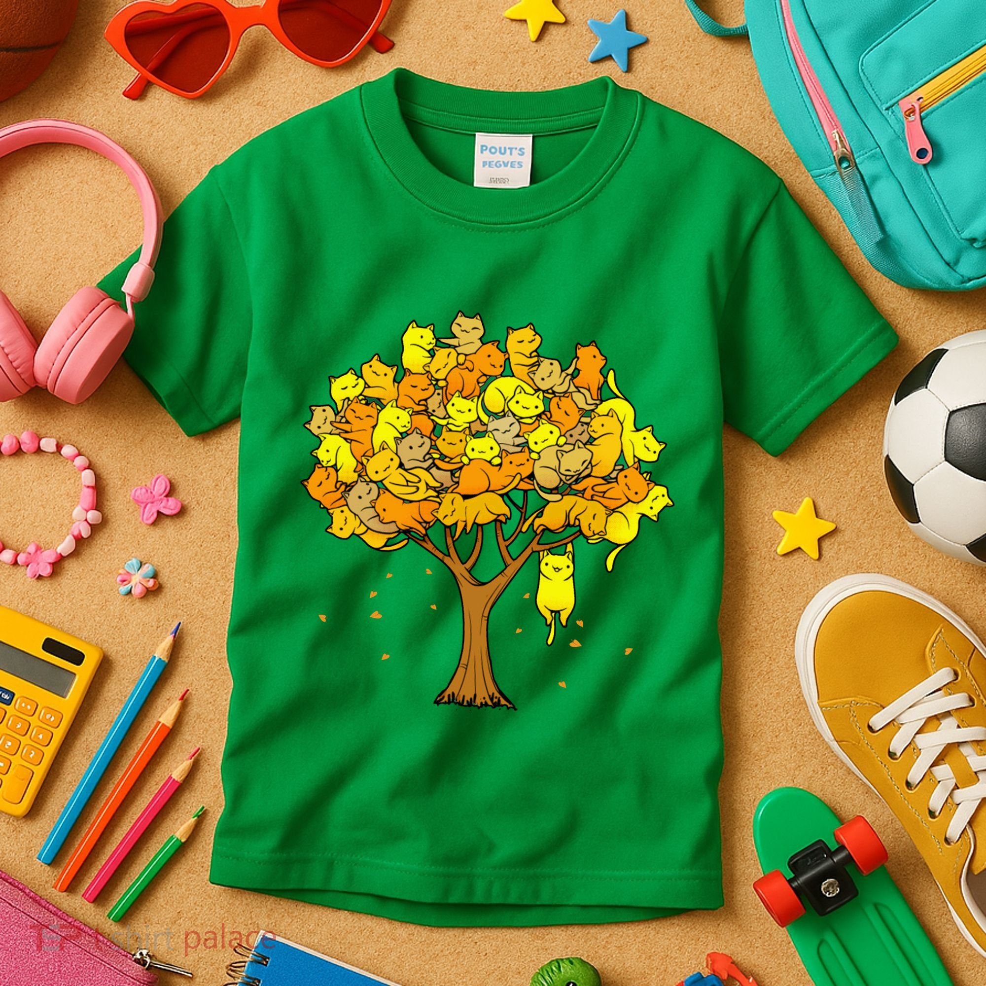 Cat Lover Tree Cute Kids T-Shirt