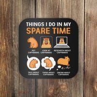 Capybara Lover Things I Do In My Spare Time Coaster thumb 0