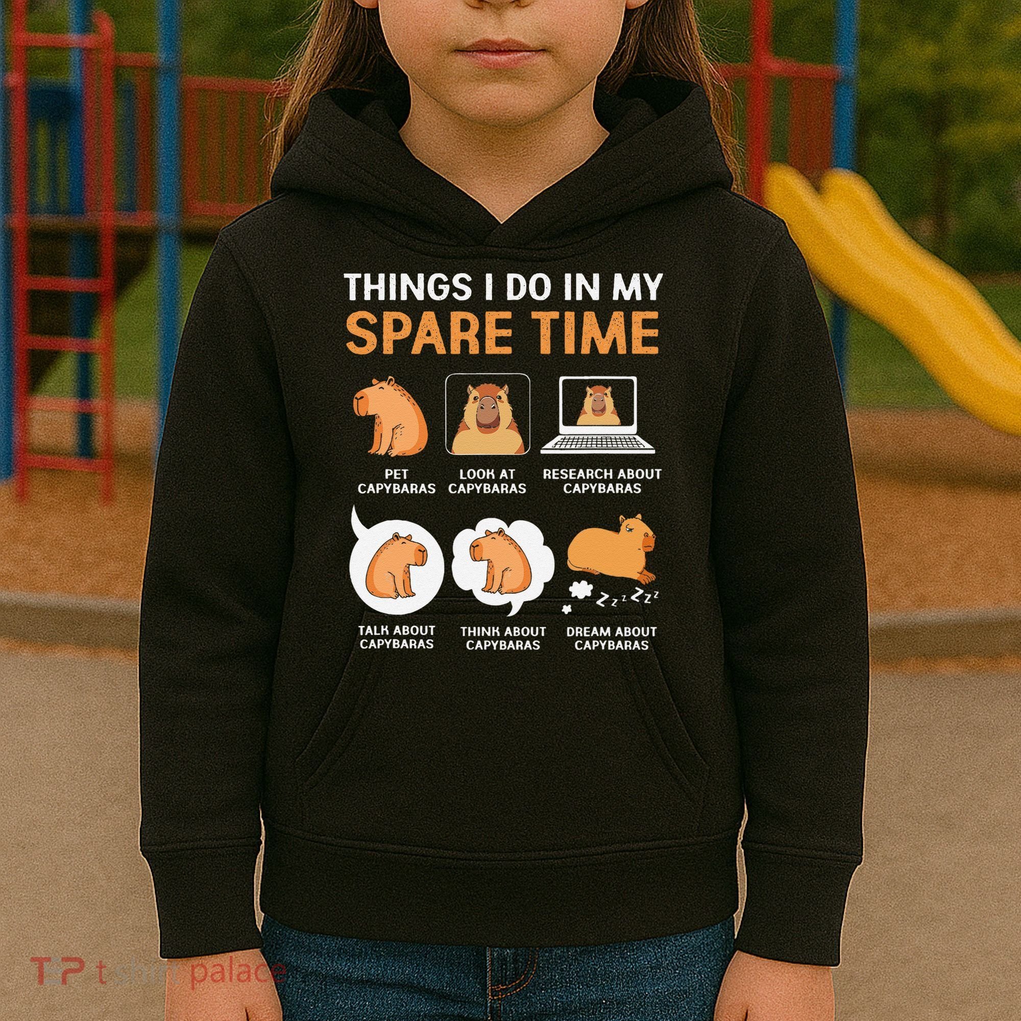 Capybara Lover Things I Do In My Spare Time Kids Hoodie
