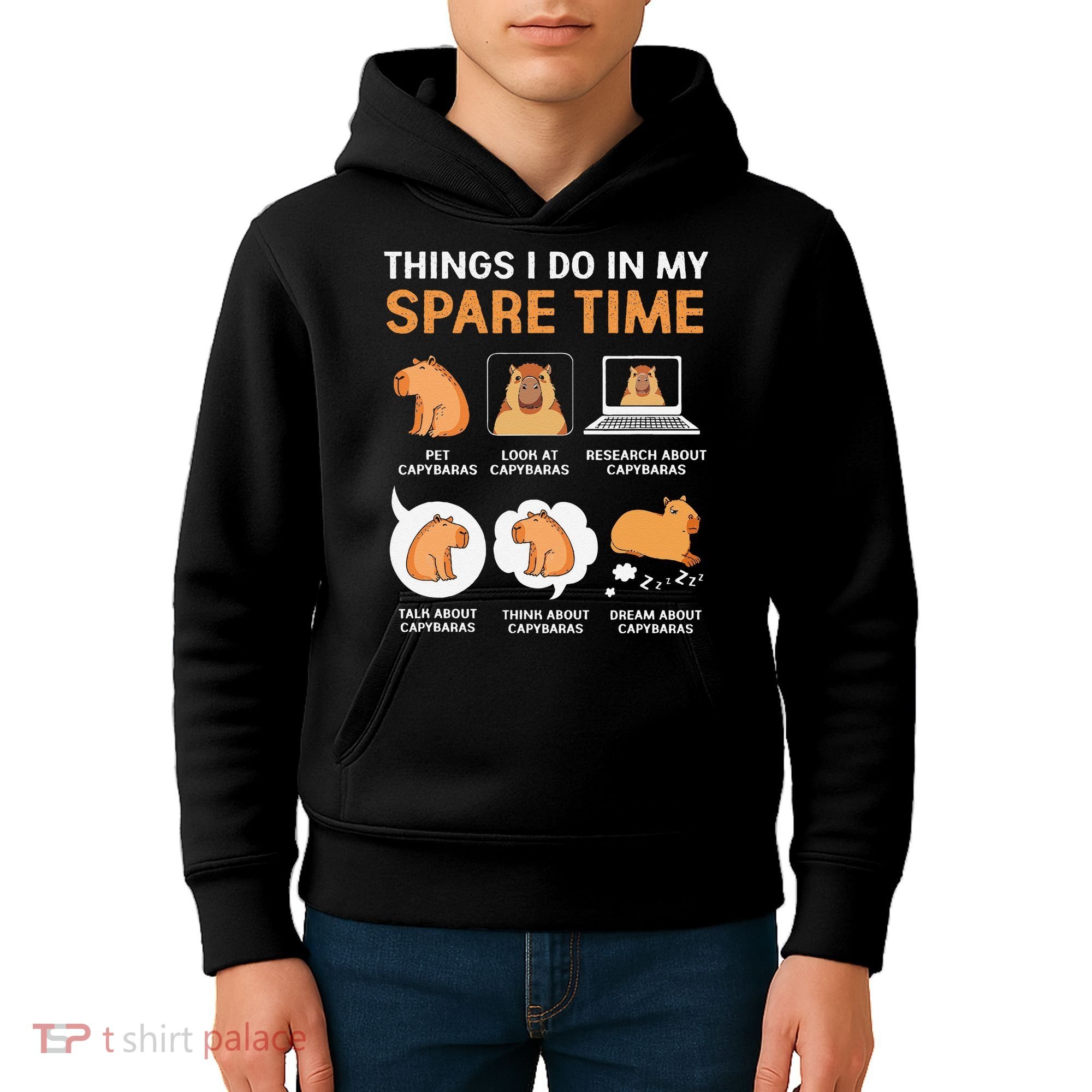 Capybara Lover Things I Do In My Spare Time Kids Hoodie