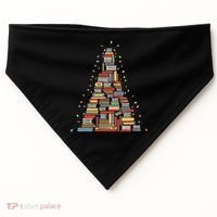 Christmas Library Tree Librarian Book Lover USA-Made Doggie Bandana thumb 0