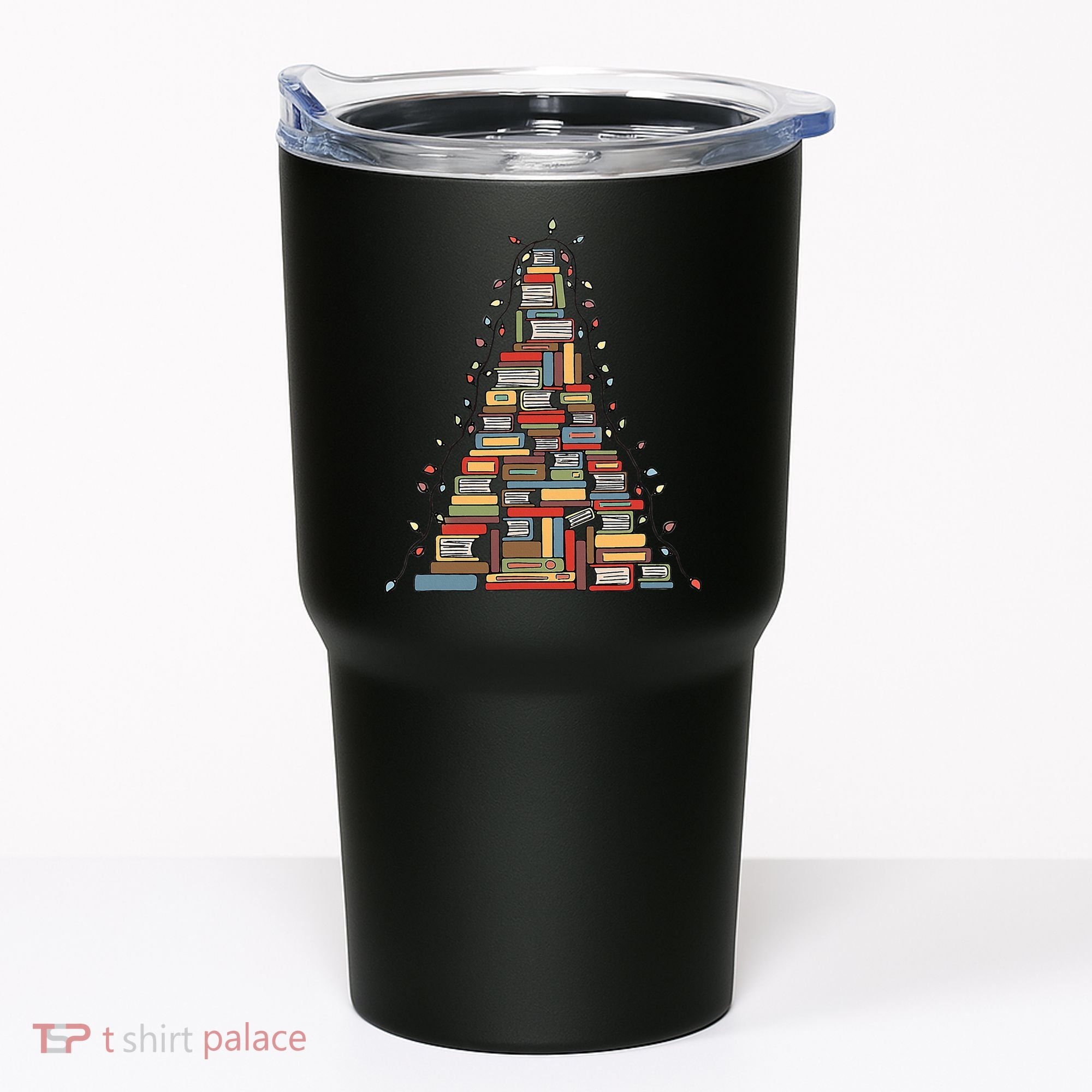 Christmas Library Tree Librarian Book Lover Tumbler