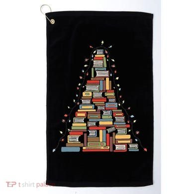 Christmas Library Tree Librarian Book Lover Golf Towel