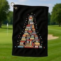 Christmas Library Tree Librarian Book Lover Golf Towel thumb 1