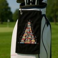 Christmas Library Tree Librarian Book Lover Golf Towel thumb 2