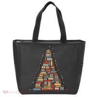 Christmas Library Tree Librarian Book Lover Tote Bag thumb 0