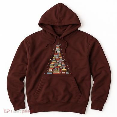 Christmas Library Tree Librarian Book Lover Hoodie