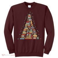 Christmas Library Tree Librarian Book Lover Sweatshirt thumb 0