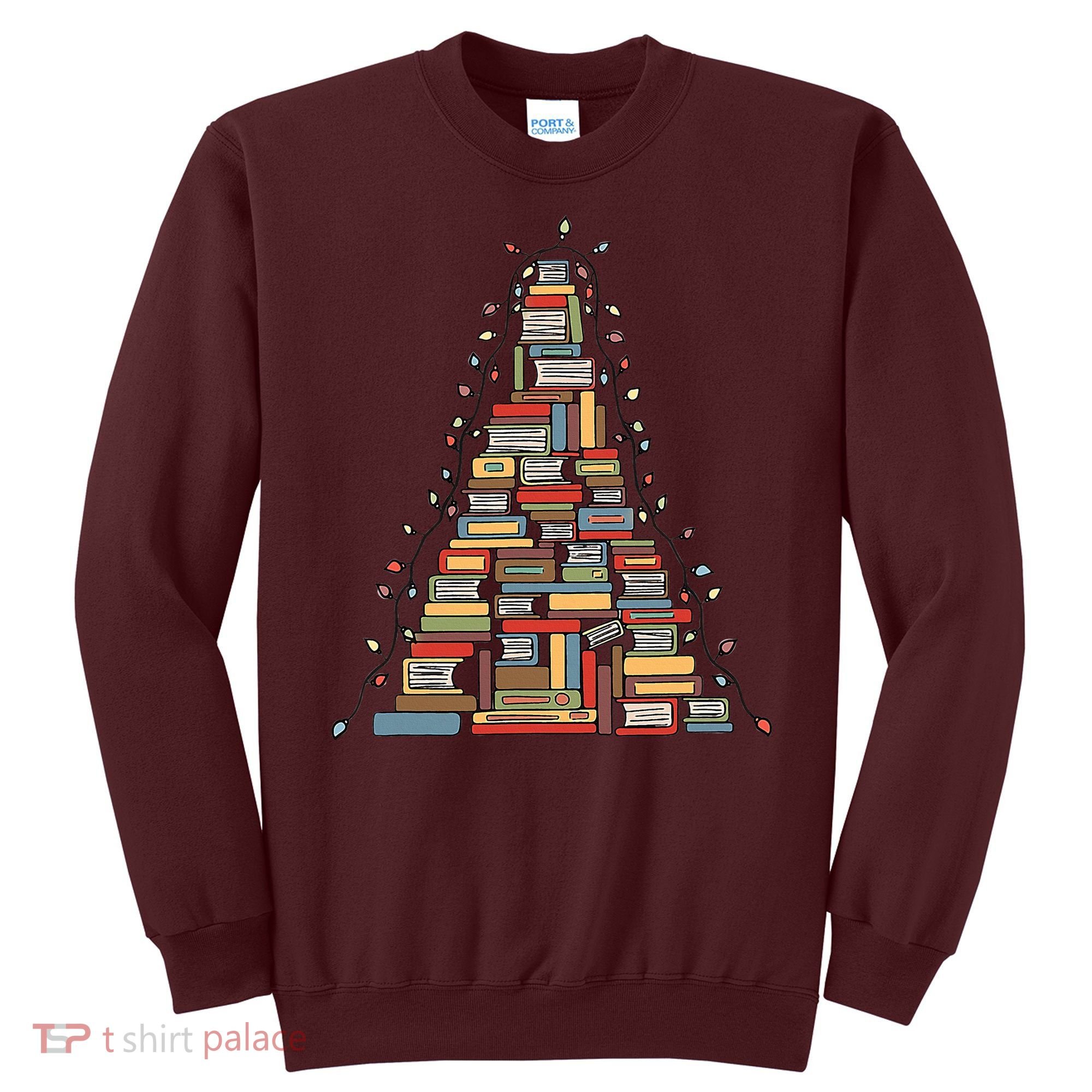 Christmas Library Tree Librarian Book Lover Sweatshirt