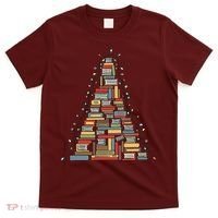 Christmas Library Tree Librarian Book Lover T-Shirt thumb 0