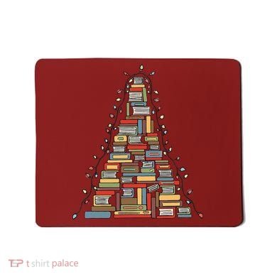 Christmas Library Tree Librarian Book Lover Mousepad