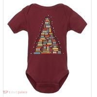 Christmas Library Tree Librarian Book Lover Baby Bodysuit thumb 0