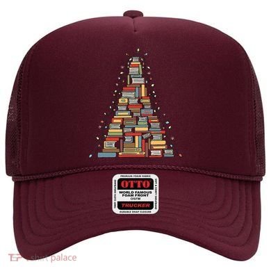 Christmas Library Tree Librarian Book Lover Hat