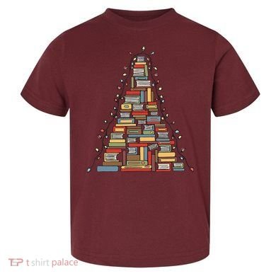 Christmas Library Tree Librarian Book Lover Toddler T-Shirt