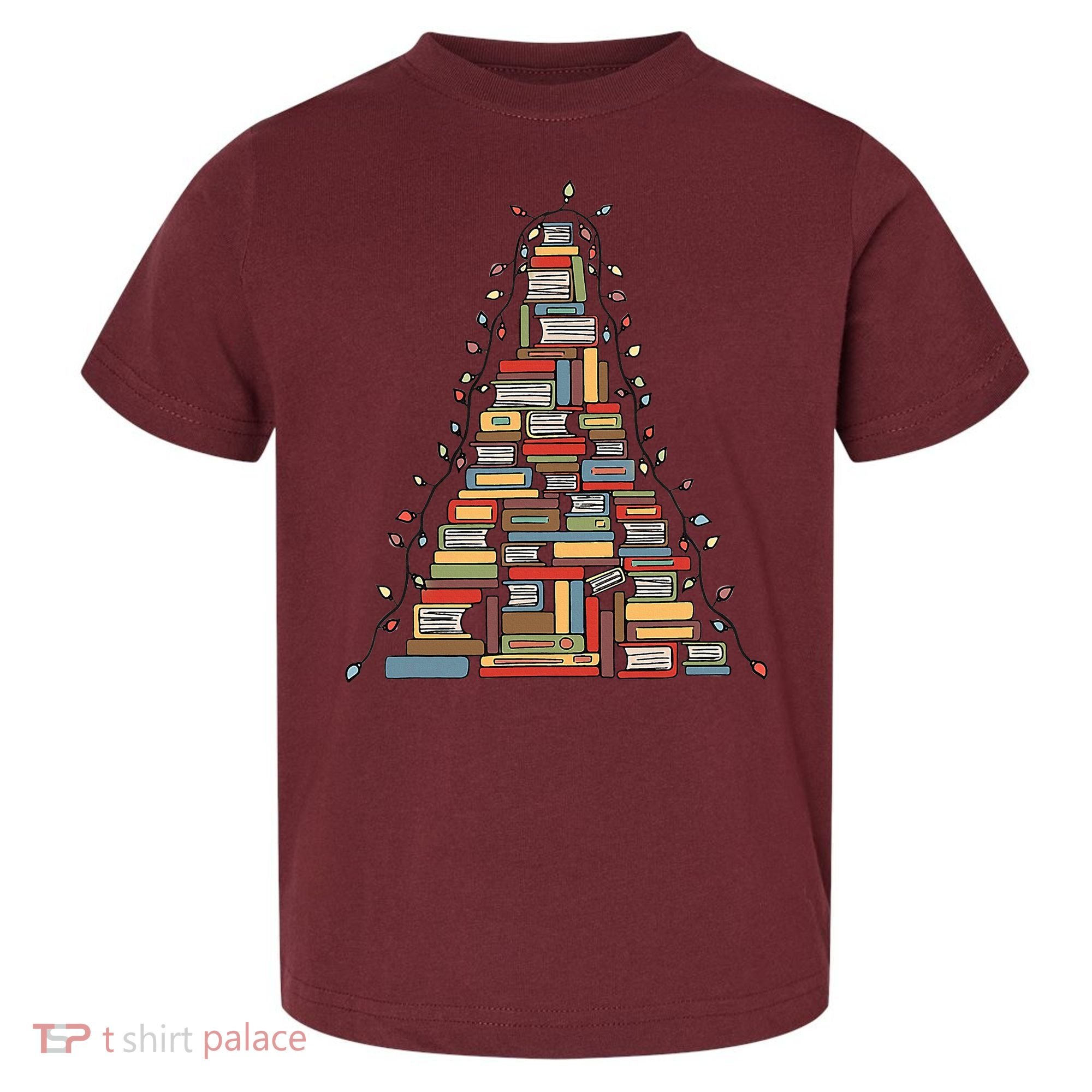 Christmas Library Tree Librarian Book Lover Toddler T-Shirt