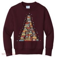 Christmas Library Tree Librarian Book Lover Kids Sweatshirt thumb 0