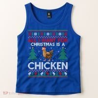 Chicken Lover Ugly All I Want For Christmas Is A Chicken Gift Tank Top thumb 2