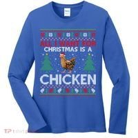 Chicken Lover Ugly All I Want For Christmas Is A Chicken Gift Women's Long Sleeve Shirt thumb 0