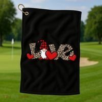 Cute Love Valentines Day Gnome Golf Towel thumb 1